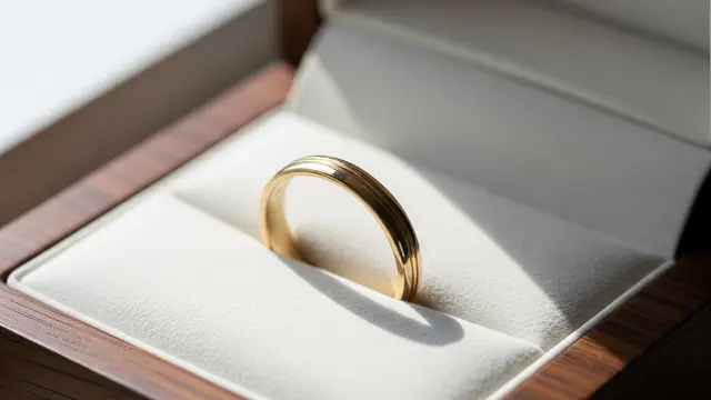 Cincin Emas Tipis dengan Aksen Garis