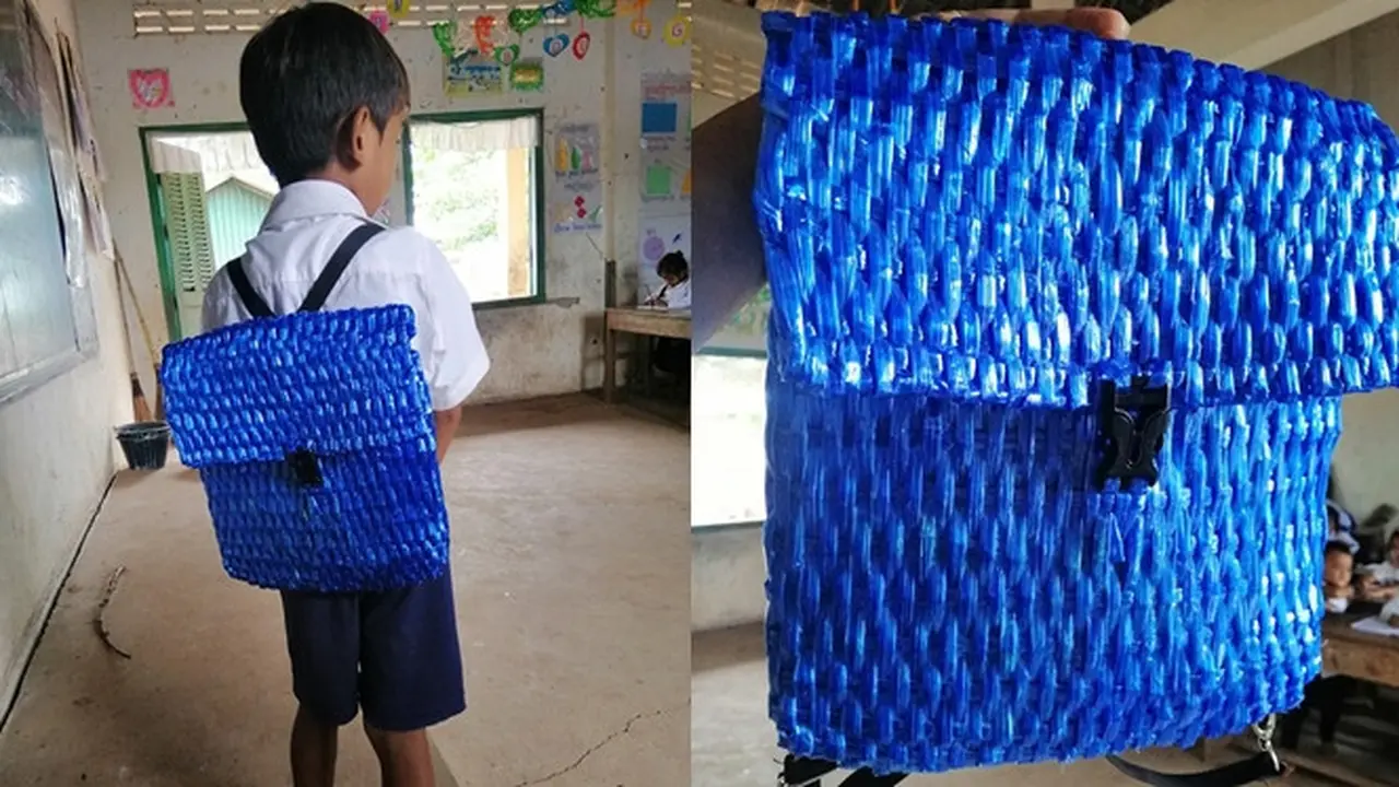 Tas sekolah berbahan tali rafia