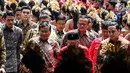 Ketua Umum Partai Gerindra Prabowo Subianto (dua kiri) saat menghadiri Kongres V PDIP di Bali, Kamis (8/8/2019). Kongres V PDIP berlangsung pada 8-10 Agustus 2019. (Liputan6.com/JohanTallo)