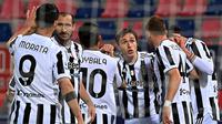 Juventus menang 4-1 atas Bologna pada laga pekan terakhir Serie A musim ini di Stadio Renato Dell'Ara, Senin (24/5/2021) dini hari WIB. (AFP/ANDREAS SOLARO)