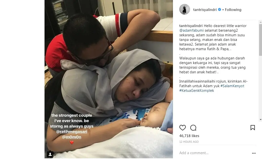 Tantri Kotak berduka atas kepergian Adam Fabumi (Foto: Instagram)