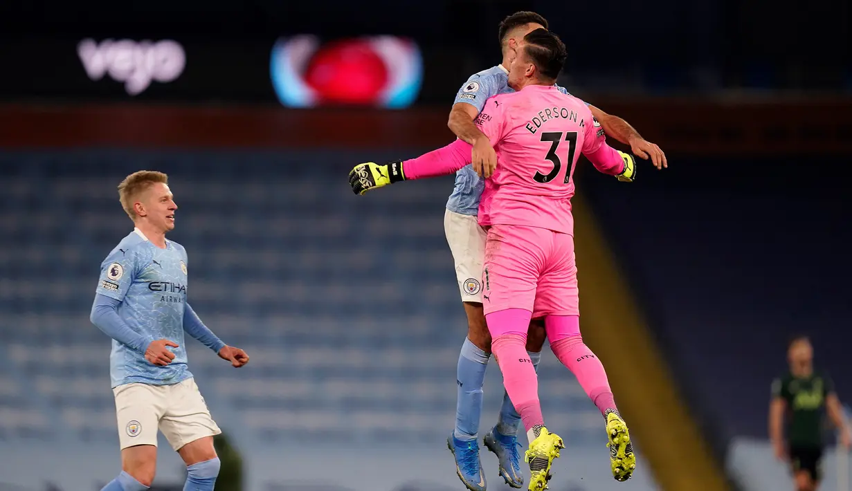 Sedangkan assist kedua dicetak saat Manchester City menang 3-0 atas tamunya Tottenham Hotspur di pekan ke-24 Liga Inggris musim 2020/2021 (13/2/2021). (AFP/Pool/Tim Keeton)