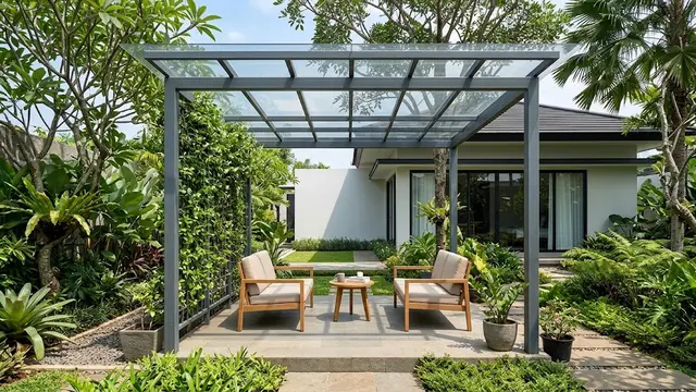 Gazebo dengan Atap Transparan