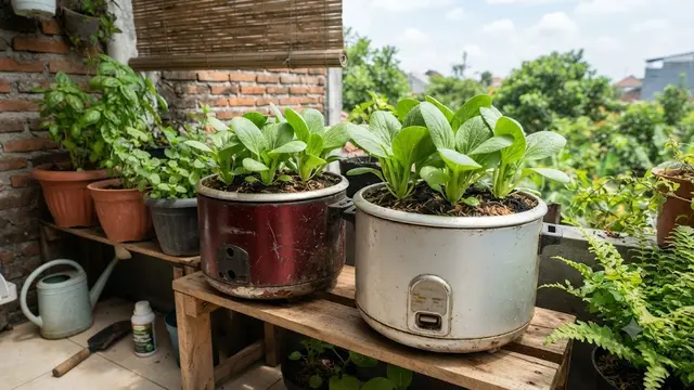 Ide Magic Com Rusak untuk Pot Sayur