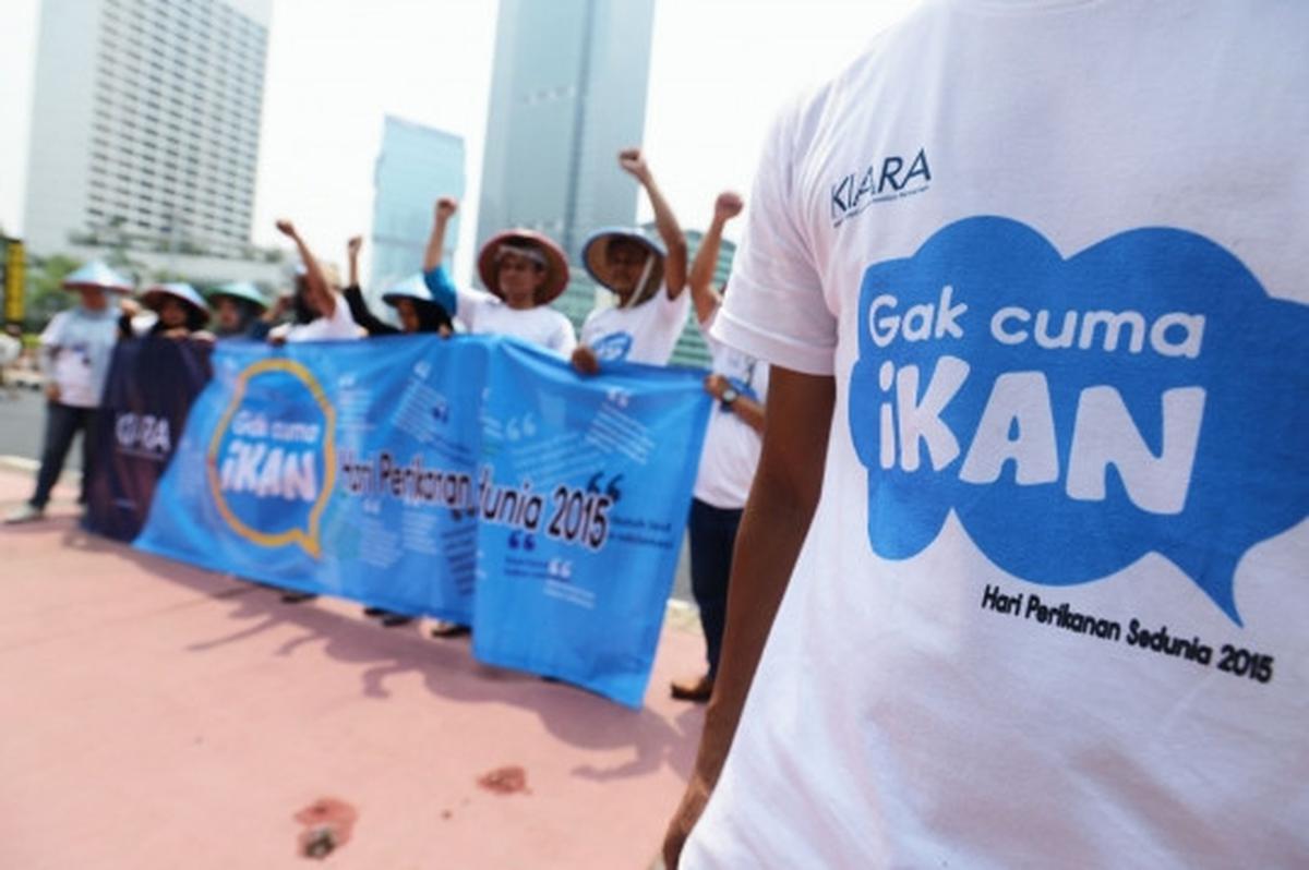 Aksi aktivis gelar peringatan Hari Perikanan Sedunia di HI