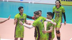 Tim putra Jakarta STIN BIN memastikan menjadi juara putaran pertama PLN Mobile Proliga 2024 setelah pada laga penutup putaran pertama mengalahkan Jakarta Bhayangkara Presisi 3-1 (14-25, 25-21, 25-20 dan 25-21) di GOR Tri Dharma Petrokimia, Gresik, Jawa Timur, Jumat (17/5/2024). Dalam klasemen akhir putaran pertama, STIN BIN yang mengoleksi 16 poin hasil 5 kali menang dan sekali kalah, unggul satu poin dari peringkat kedua, juara bertahan musim lalu, Jakarta Lavani Allo Bank Electric. (Dok. PBVSI)