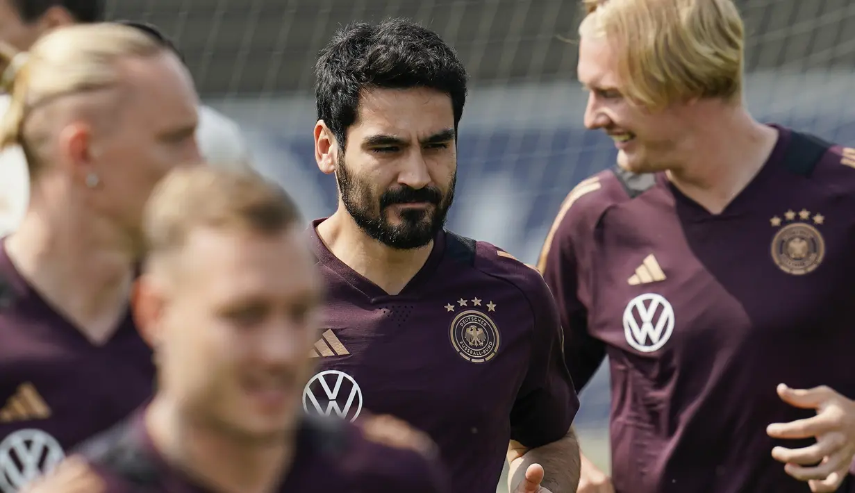 Dalam tiga uji coba terakhir, ada total tujuh gol yang bersarang di gawang Die Mannschaft, demikian julukan timnas Jerman. (Uwe Anspach/dpa via AP)
