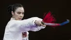 Atlet wushu Indonesia, Lindswell Kwok, saat beraksi pada Asian Games di JIExpo, Jakarta, Senin, (20/8/2018). (Bola.com/Vitalis Yogi Trisna)