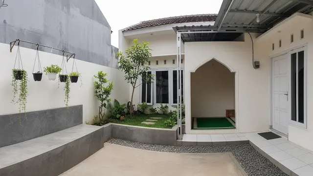 Rumah Kecil Type 45 Model Japandi dengan Taman Belakang yang Estetik