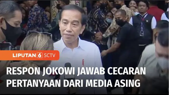 Saat blusukan ke Pasar Badung, Denpasar, Bali, Presiden Joko Widodo dicecar sejumlah pertanyaan oleh wartawan asing. Presiden Joko Widodo diminta menjawab pertanyaan tentang perhelatan KTT G20 hingga konflik Rusia dan Ukraina.