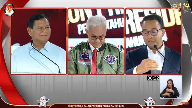 Juru Bahasa Isyarat Jelaskan Perbedaan Kotak JBI Debat Capres di Dalam dan Luar Negeri.