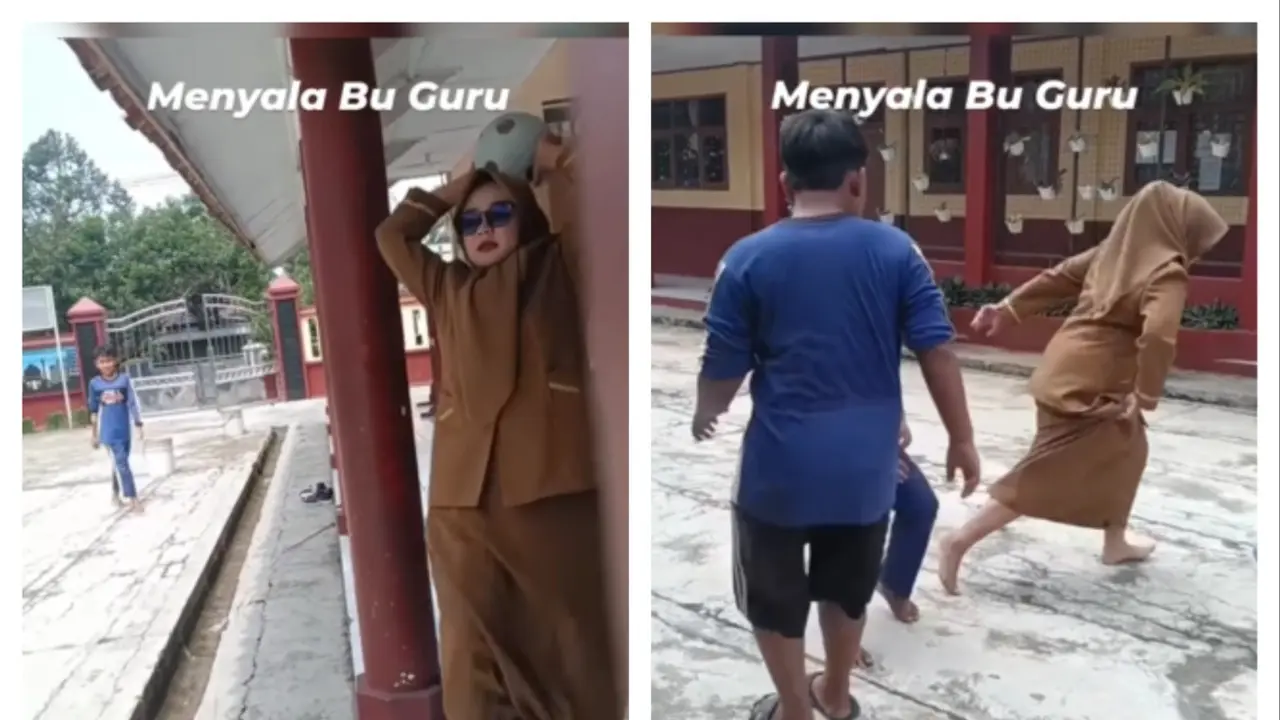 Ibu guru main bola viral/Instagram @receh.ajg