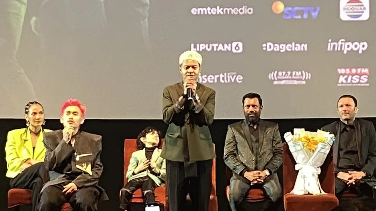 Reza Arap dalam konferensi pers film Harusnya Horror di Jakarta, Kamis  (13/8/2026). (Liputan6.com/Nola Vemiliana)