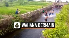 Ide kreatif datang dari sekumpulan bocah di Desa Sampang Agung, Kutorejo, Jawa Timur. Setelah hujan datang, bocah-bocah tersebut menggunakan saluran irigasi menjadi wahana permainan.