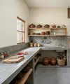 Inspirasi dapur rumah desa dengan tungku yang estetik (AI generated)