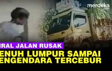 VIDEO: Apes! Pemotor Tercebur Imbas Jalan Rusak Parah Berlumpur di OKI Sumsel