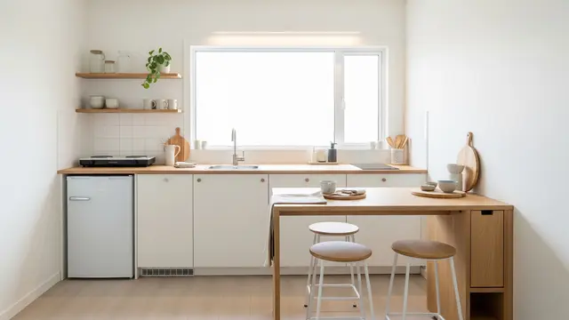Ilustrasi Desain Dapur Minimalis Gen Z dengan Budget Terbatas/Gemini AI