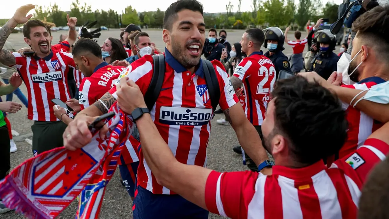 Penyerang Atletico Madrid, Luis Suarez.