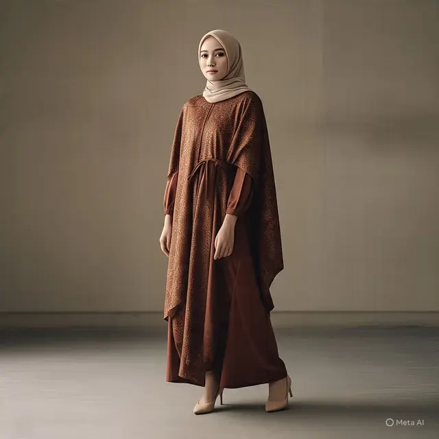 Gamis Brokat Coklat Mahogany. (Liputan6.com/MetaAI)