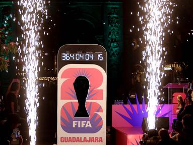 Jam hitung mundur untuk Piala Dunia 2026 diresmikan di Zapopan, Negara Bagian Jalisco, Meksiko, pada 11 Juni 2025. (Foto oleh AFP)