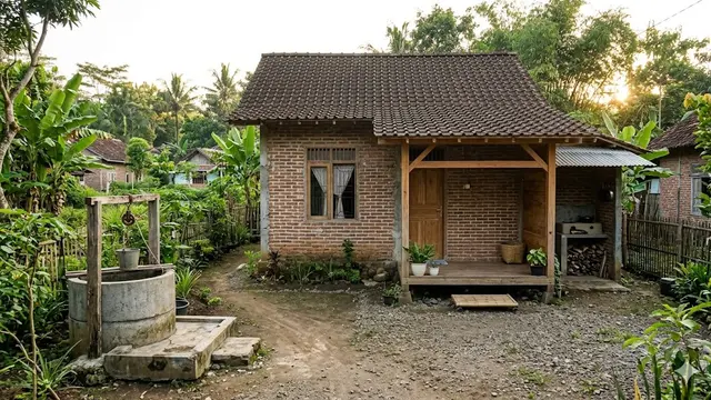 Desain Rumah di Desa Rp 50 Juta dengan Sumur di Belakang Rumah