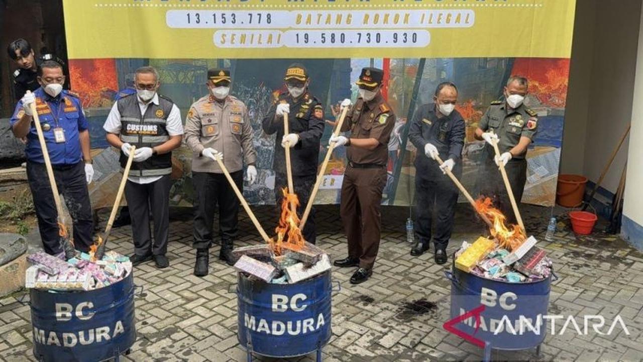 Bea Cukai Madura Musnahkan 13 Juta Batang Rokok Ilegal, Negara Rugi Belasan Miliar Rupiah