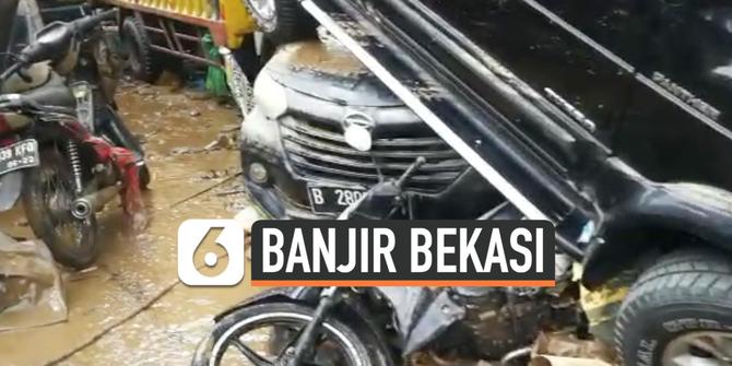 VIDEO: Banjir Bekasi, Tumpukan Mobil di Perumahan Bekasi Permai