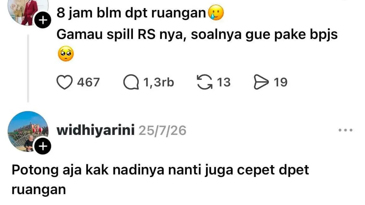 Komentar nakes menanggapi keluhan pasien Yurizal. (tangkapan layar di media sosial).