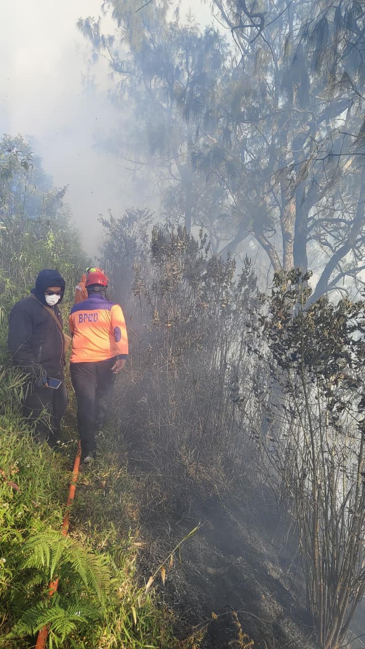 Upaya pemadaman kebakaran gunung bromo. (tangkapan layar BPBD Jawa Timur).