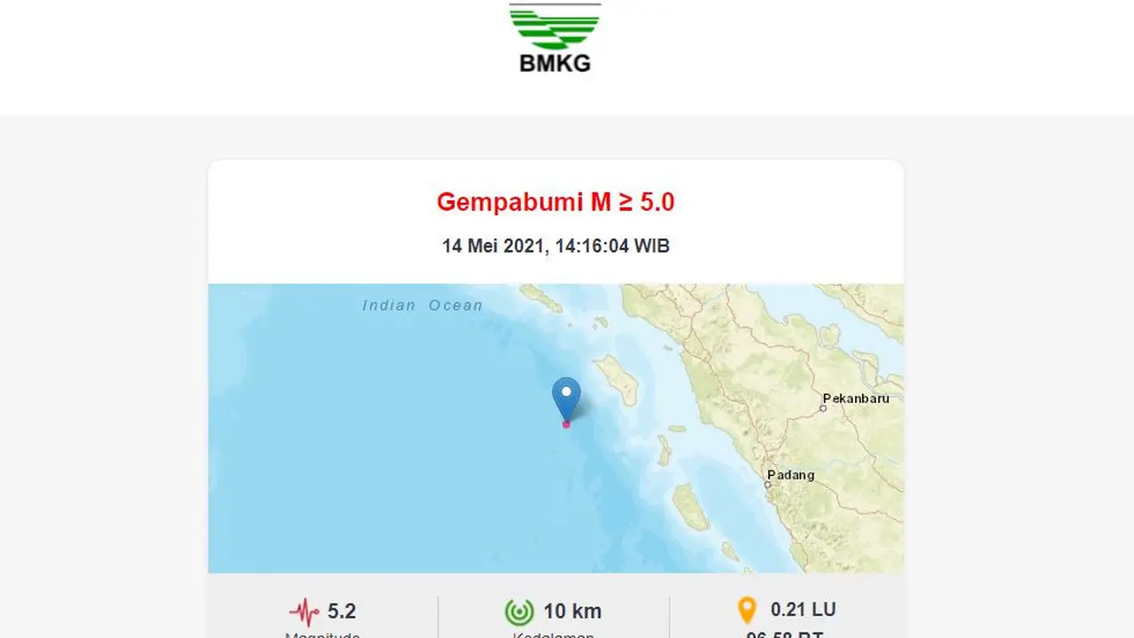 Gempa susulan guncang Nias Barat, Jumat (14/5/2021)