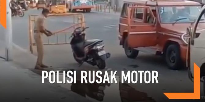 VIDEO: Aksi Polisi Rusak Motor yang Parkir Sembarangan