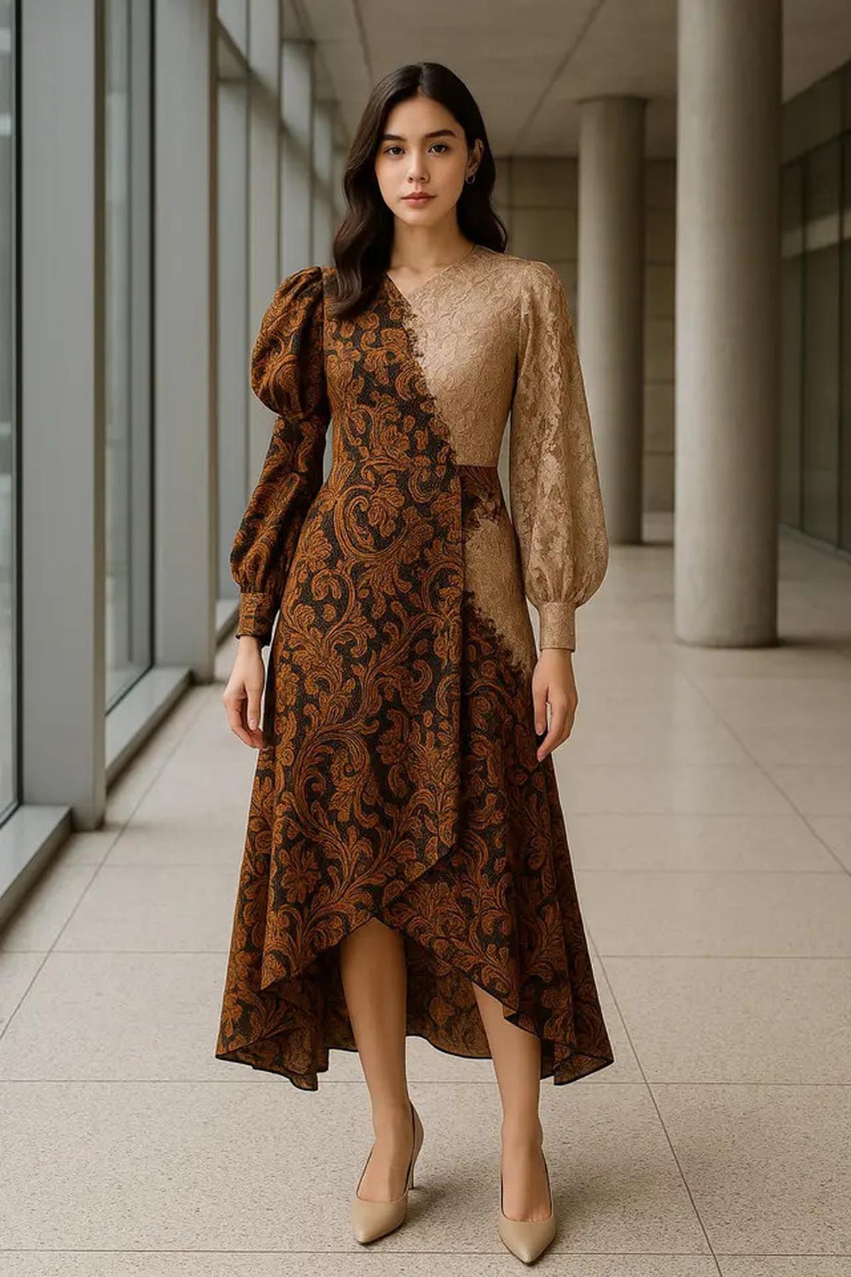 7 Model Batik Brokat Kombinasi Lengan Puff dan Bishop yang Sedang Hits di 2025