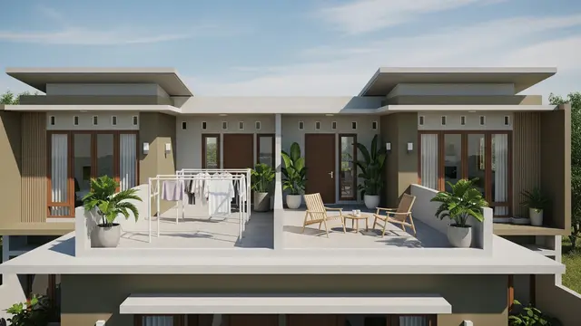 8 Contoh Rumah Tipe 36 dengan Atap Dak untuk Jemuran, Inspirasi Desain Modern