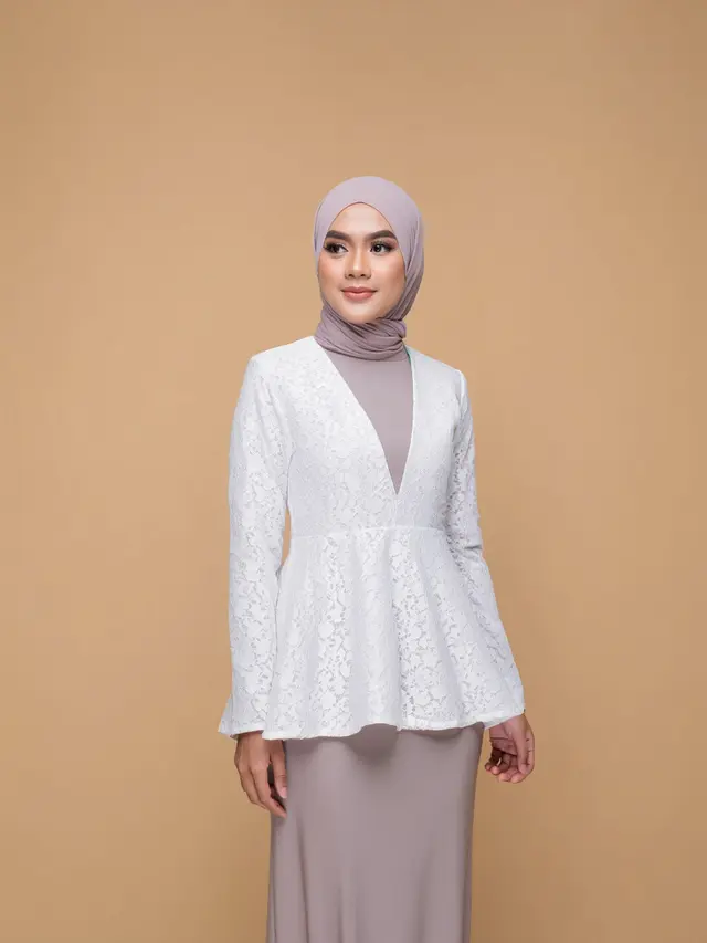 Gamis Kombinasi Outer Brokat Modern