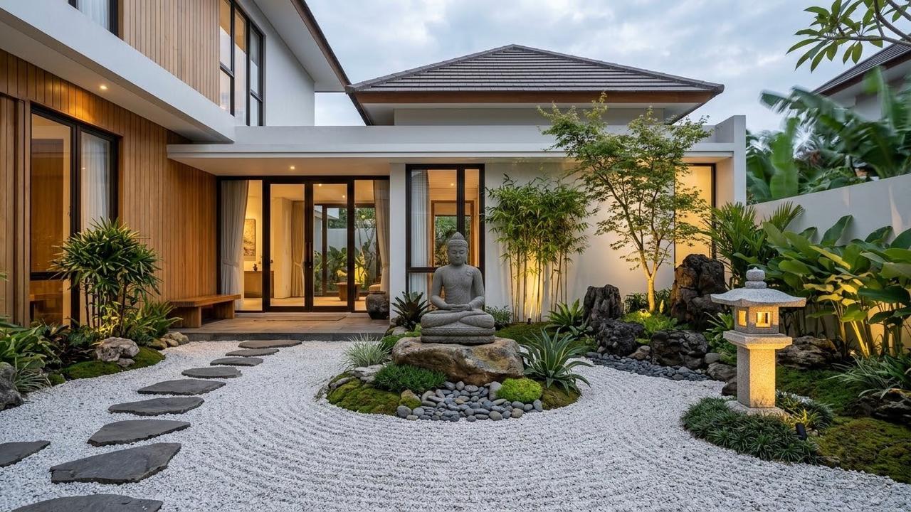 Desain Taman Kering Gaya Zen Modern untuk Rumah Minimalis/AI Generated