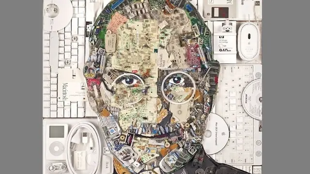 Keren, Foto Steve Jobs Dibuat Dari Limbah Elektronik