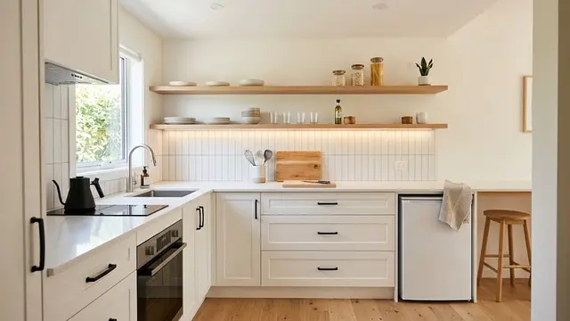 Desain Dapur Kecil dengan Rak Terbuka