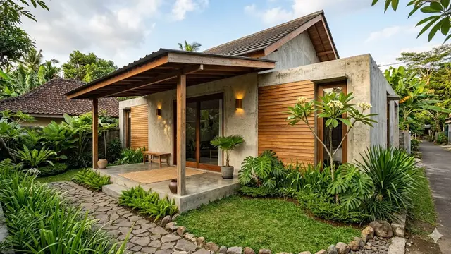 7 Desain Rumah Sederhana dengan Perpaduan Kayu dan Beton Ekspos yang Modern