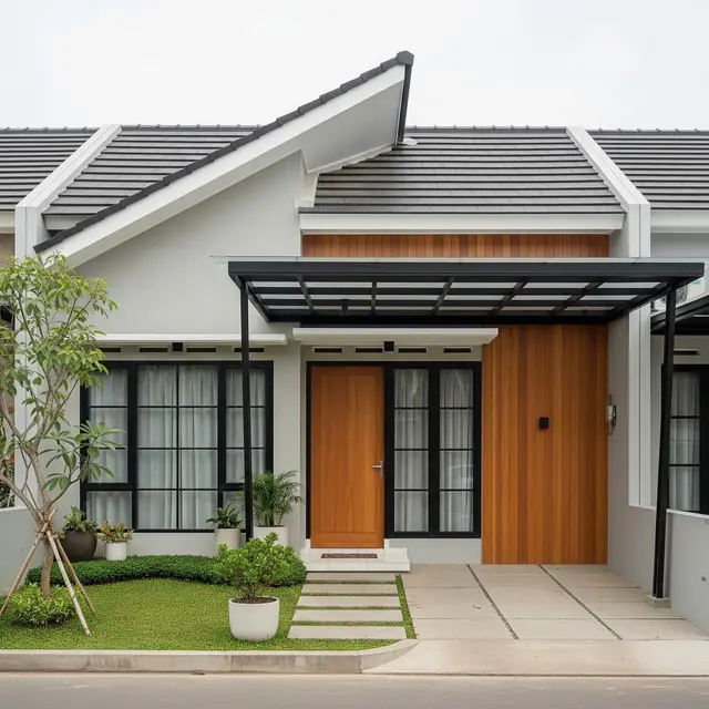 9 Desain Rumah Minimalis dengan Kombinasi Atap Pelana dan Kanopi, Estetika Modern
