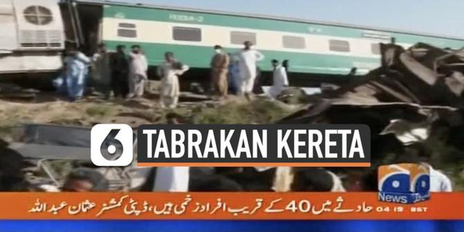 VIDEO: Hancur Parah! Tabrakan Maut 2 Kereta Cepat di Pakistan