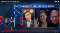 Wakil Presiden AFF, Ratu Tisha Destria hadir dalam drawing virtual Piala AFF 2021. (Tangkapan layar YouTube AFF Suzuki Cup).