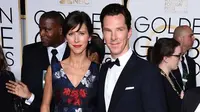 Datangi Golden Globe Awards 2015, Benedict Cumberbatch berjalan di karpet merah bersama Sophie Hunter yang perutnya sudah cukup membesar.