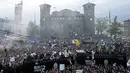 Juventus merayakan gelar Scudetto di Piazza Castello, Turin, Italia, (18/5/2014). (AFP PHOTO/Marco Bertorello)
