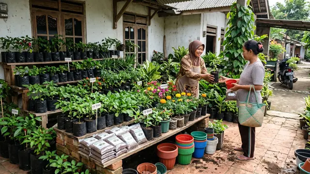 Kombinasi 3 Usaha di Teras Rumah Desa untuk IRT (Foto: Gemini AI)