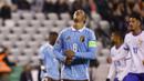 Ekspresi kecewa pemain Belgia, Youri Tielemans setelah gagal mencetak gol melalui tendangan penalti ke gawang Prancis pada laga lanjutan UEFA Nations League A grup 2 yang berlangsung di King Baudouin stadium, Brussels, Belgia, Selasa (15/10/2024) dini hari WIB. (AP Photo/Geert Vanden Wijngaert)