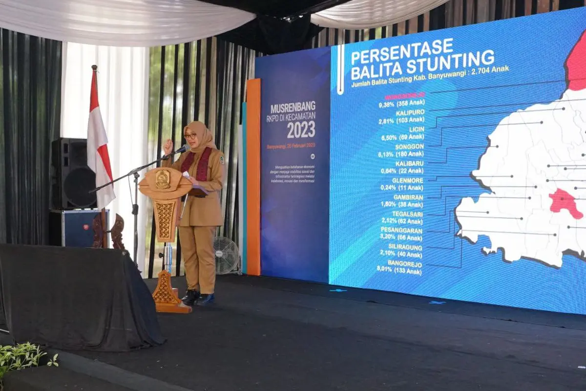 Bupati Banyuwangi Ipuk Fiestiandani memberikan arahan dalam aacara musrenbang Kecamatan di Kecamatan Kabat Banyuwangi (Istimewa)