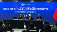 Konferensi pers keputusan Club Licensing Comitte I.League 2025/2026 di kantor I.League, Jakarta, Rabu (13/5/2026). (Bola.com/Hery Kurniawan).