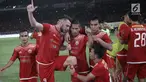 Striker Persija Jakarta, Marko Simic, merayakan gol ke gawang Bali United pada final Piala Presiden di Stadion Utama GBK, Senayan, Jakarta, Sabtu (17/2). Persija Jakarta sementara unggul 2-0 atas Bali United. (Liputan6.com/Arya Manggala)