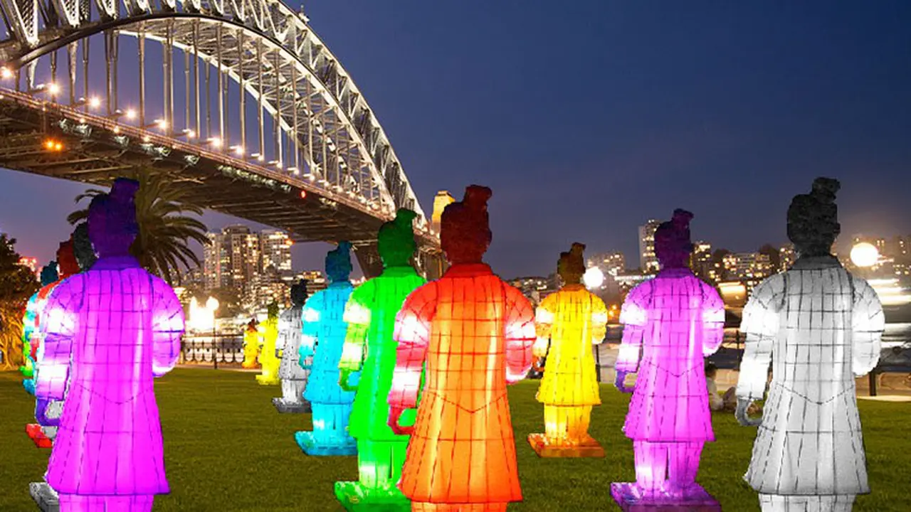 Lentera tentara di festival Imlek Sydney, Australia.