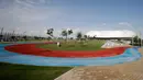 Pemandangan Stadion Al Janoub di Doha, Qatar, Senin (16/12/2019). Stadion Al Janoub terinspirasi dari lambung kapal penangkap ikan mutiara tradisional. (AP Photo/Hassan Ammar)